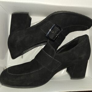 Earthies Women's Rhea Heel Slip On Black Suede 9.5M